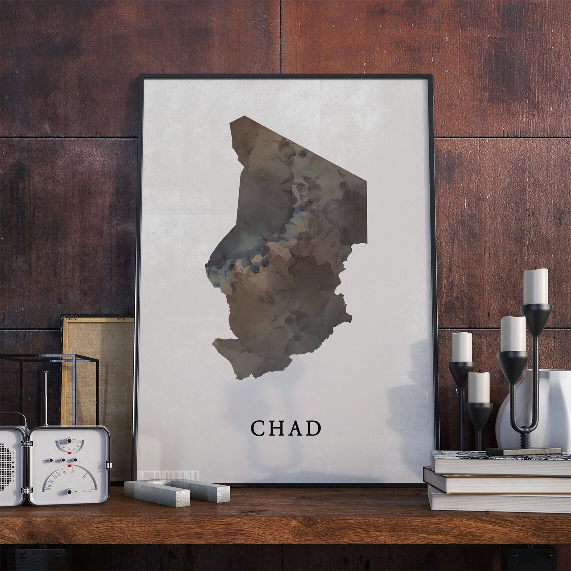 Chad Vintage Style Map Poster, Travel Map Print