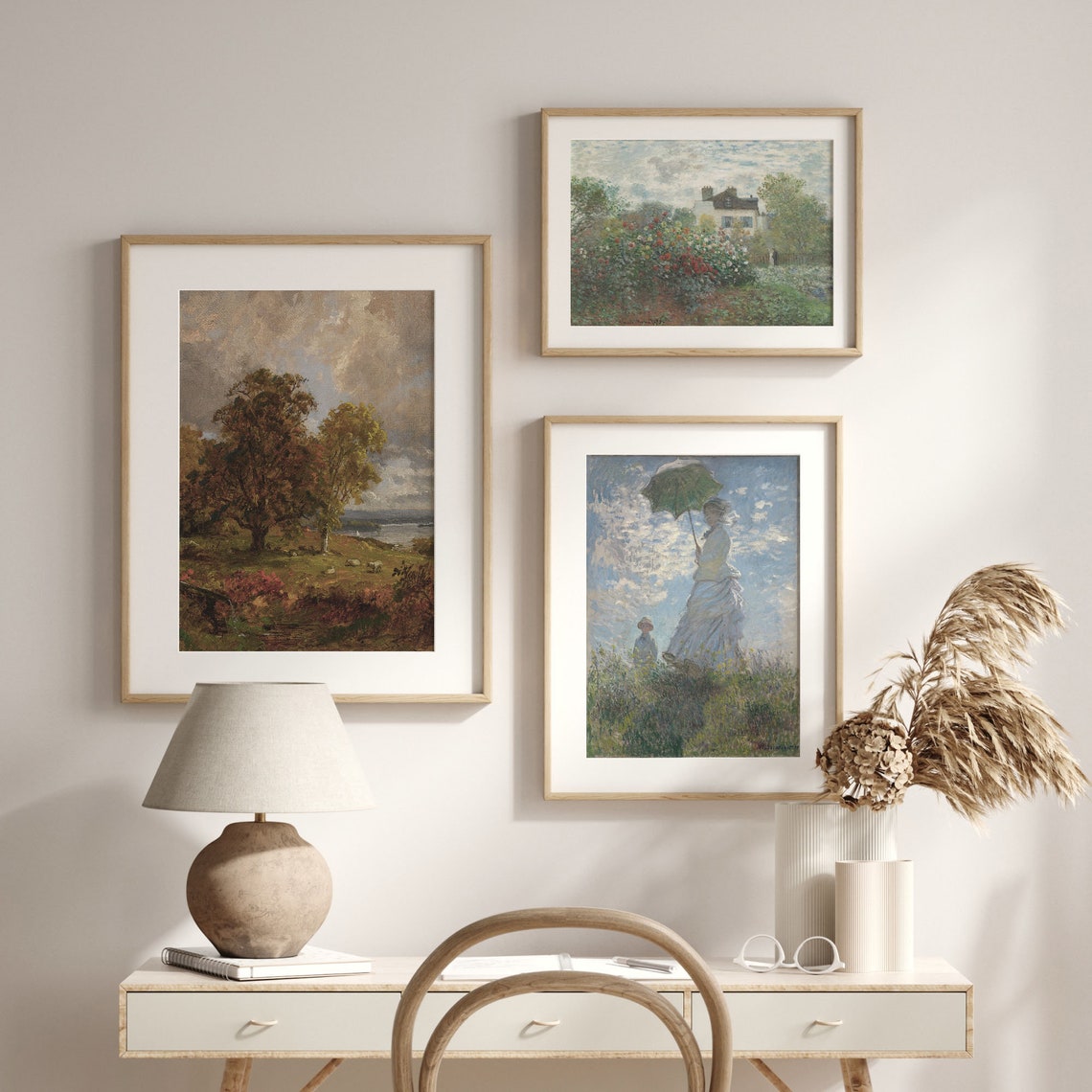 Pastoral Autumn Landscape With Sheep Trees And Lake Art Poster - Image 2