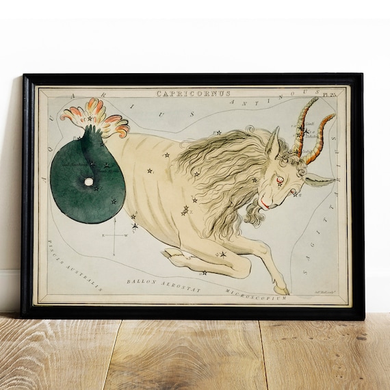 Capricornus Antique Space Painting Zodiac Art Print