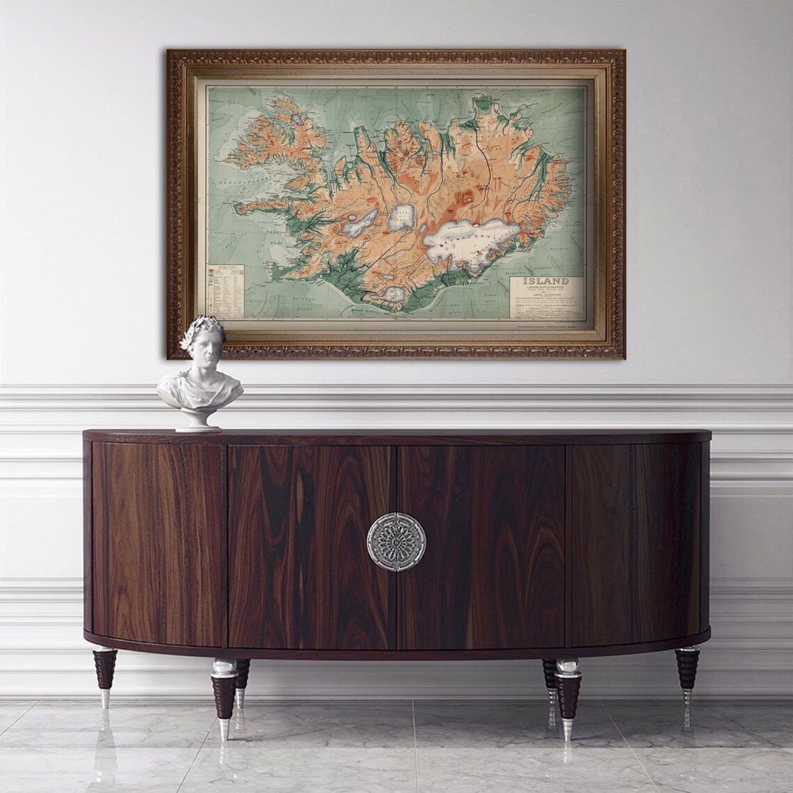 Map of Iceland 1928 Vintage Travel Poster - Image 2