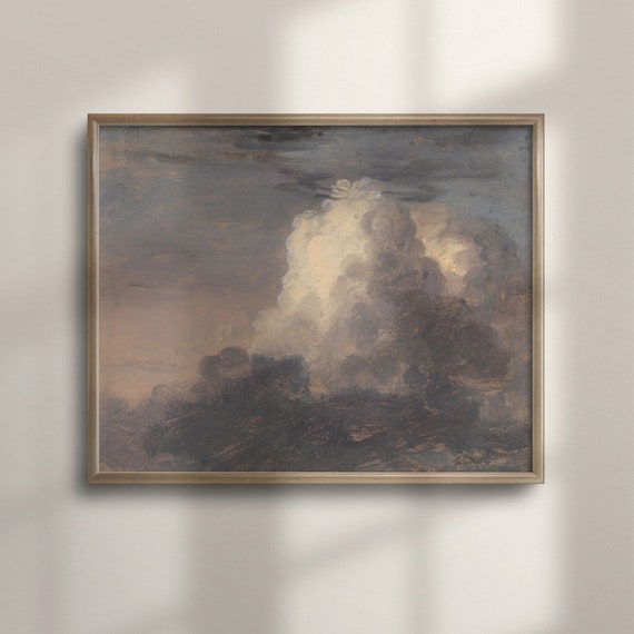 Antique Cloud Painting Vintage Landscape Wall Art Oil Painting Reproduction Fine Art Print Country Scenery Posterwork C16 641