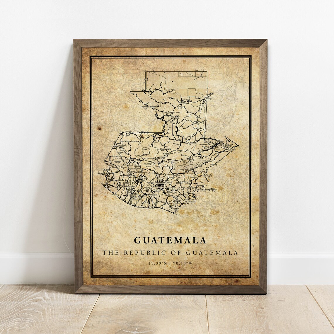 Guatemala Vintage Map Poster, Country Street Road Map