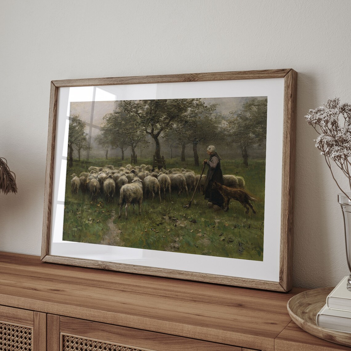 Vintage Sheep Landscape Art Print, Farmhouse Decor - Image 4