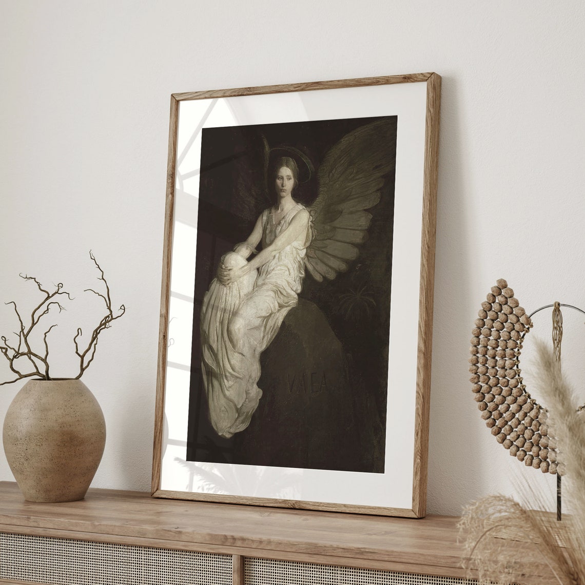 Vale Angel Dark Vintage Religious Painting Seated Angel Poster - Image 4
