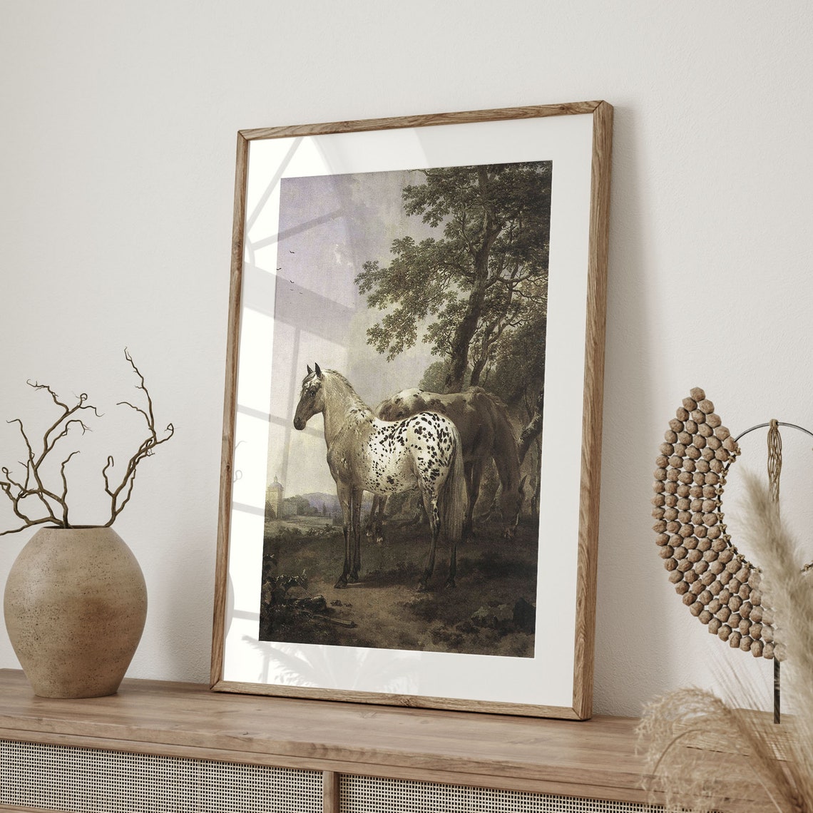 Spotted Dapple Gray Horse Portrait Antique Equestrian Landscape Poster - Image 4