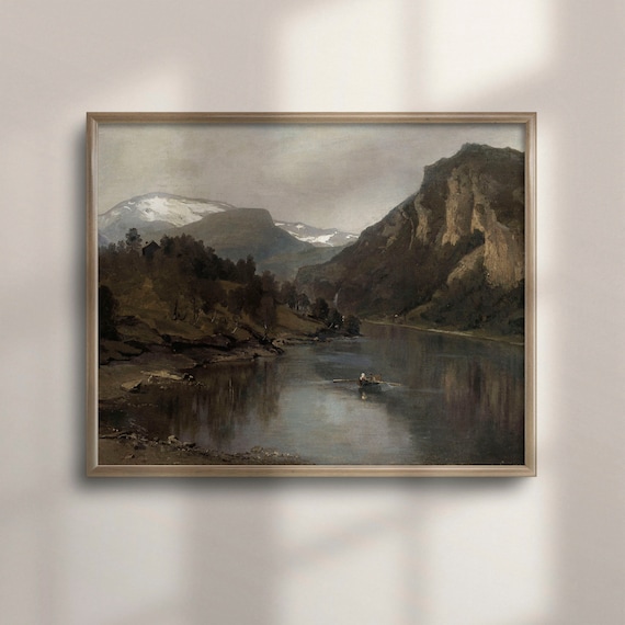 Antique Mountain Landscape Oil Painting Vintage Holland Art Dutch Windmill Countryside Wall Decor Artistic Home Decoration C16 648