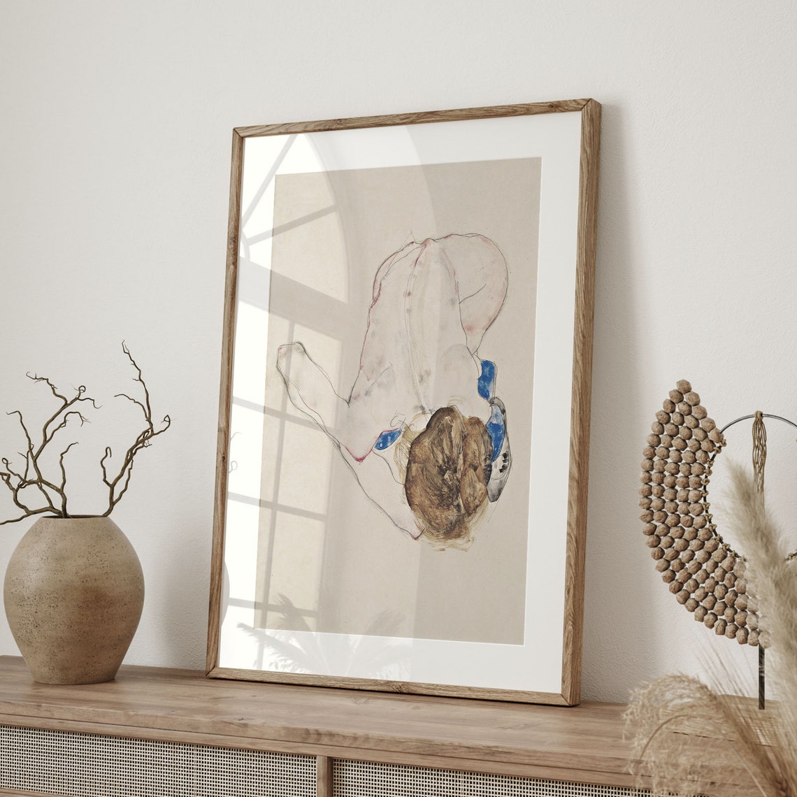 Egon Schiele Nude with Blue Stockings Reclining Figure Art Poster - Image 4