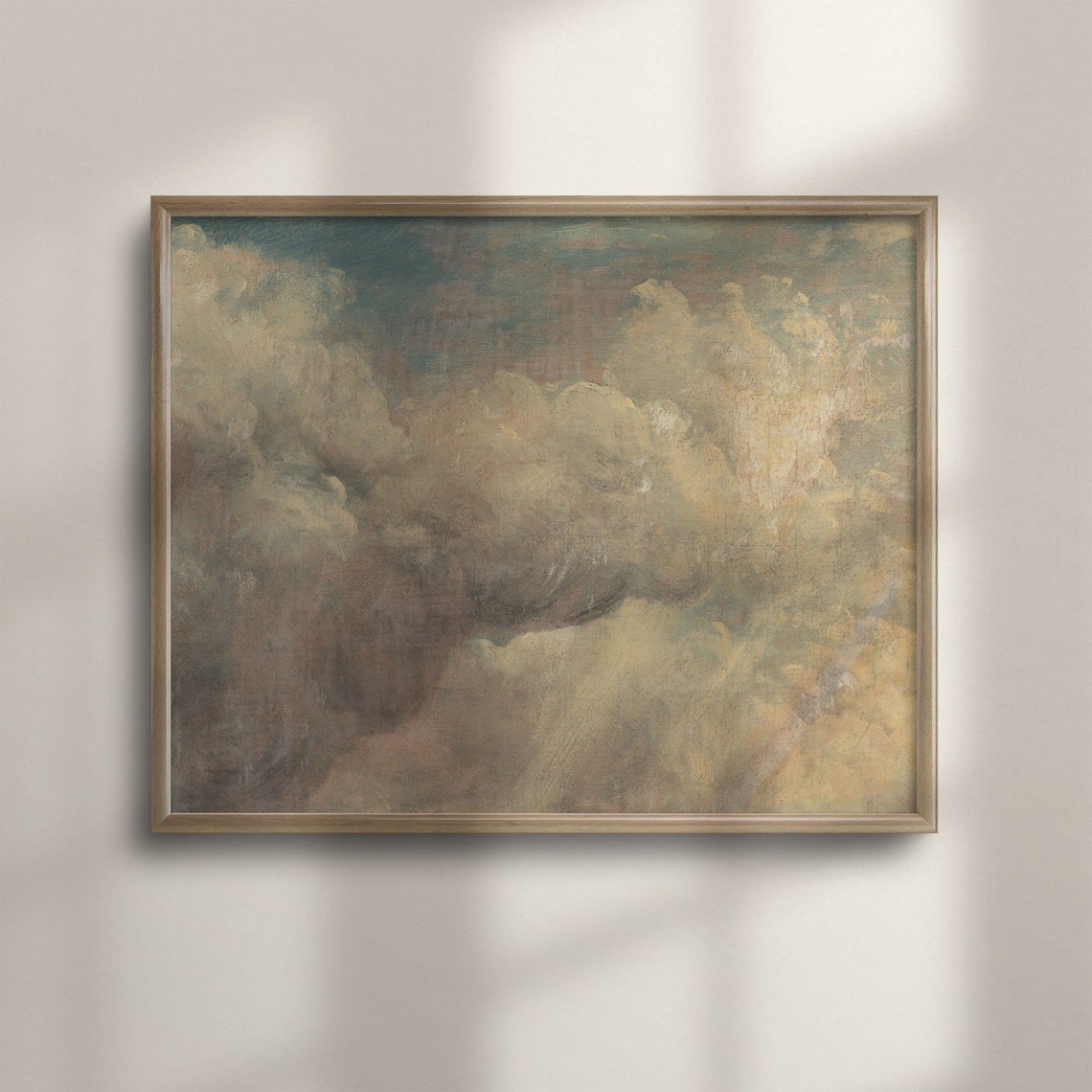 Billowing Storm Clouds Antique Sky Study Vintage Oil Painting Poster