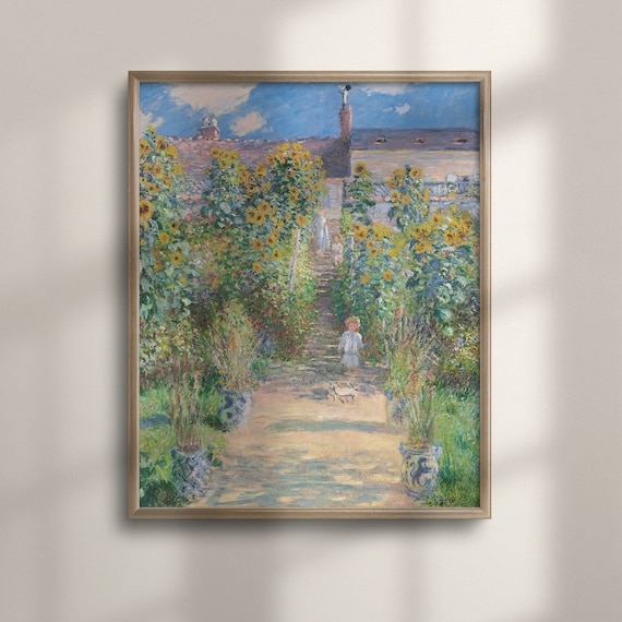 Claude Monets Artists Garden At Vtheuil Vintage Exhibition Poster Impressionist Landscape Art Museum Quality Print C16 1183