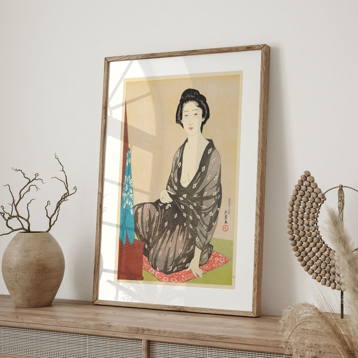 Hashiguchi Goyo Woman in Summer Kimono Japanese Woodblock Poster - Image 4