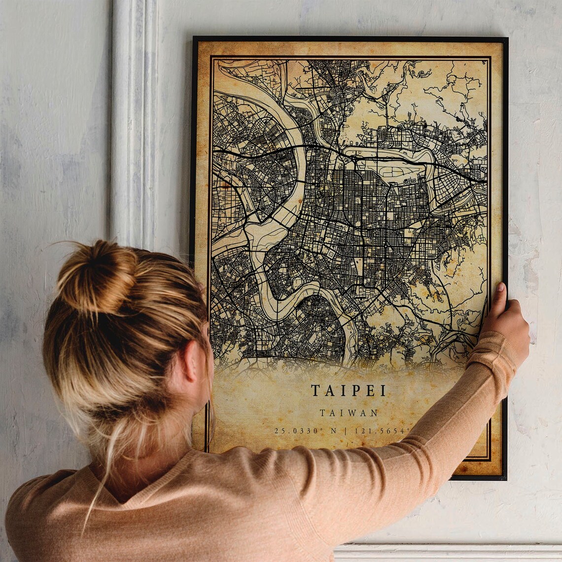 Taipei Vintage Map Poster, Rustic Taiwan Travel Art - Image 2