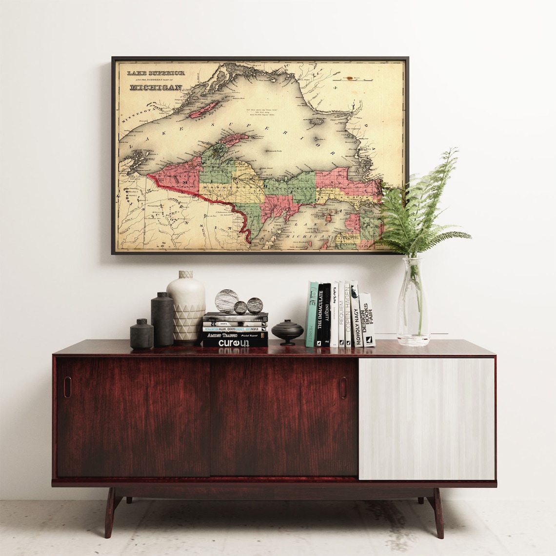 Map Of The Upper Peninsula Michigan 1873 Vintage Travel Poster - Image 3