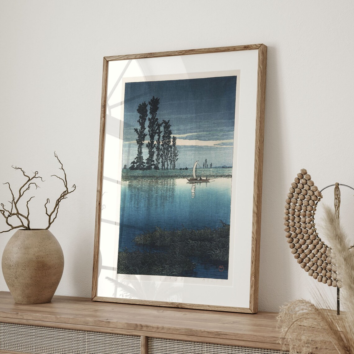 Kawase Hasui Evening Of Ushibori Ukiyo-E Art Print - Image 4
