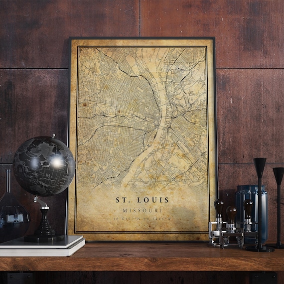 St Louis Vintage Map Poster, Antique Rustic Style