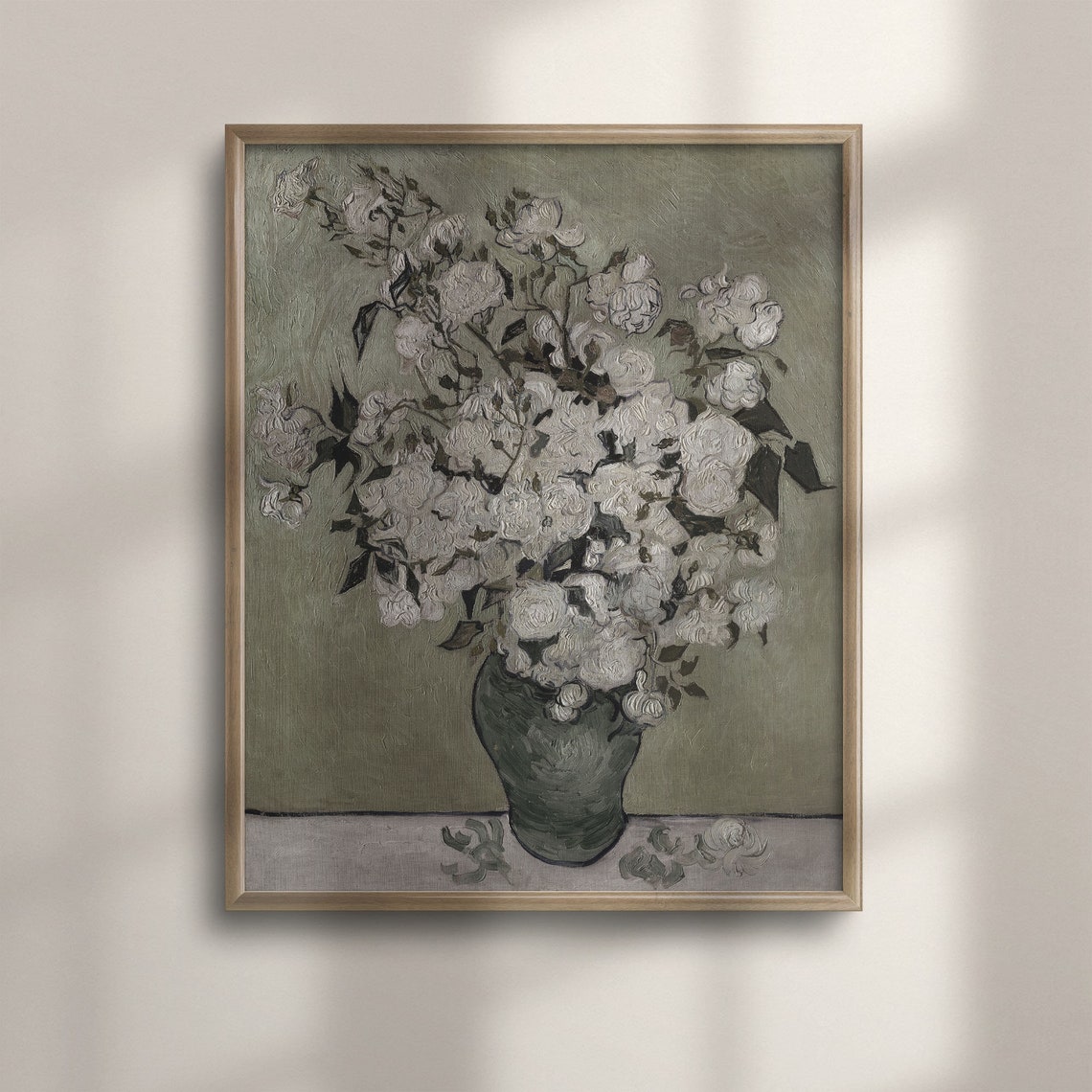 Vincent van Gogh White Roses in Green Vase Still Life Poster