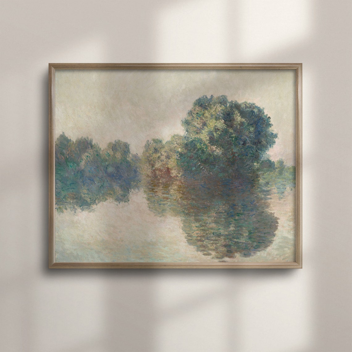 Soft Impressionist Riverside Trees Reflected In Misty Water Print