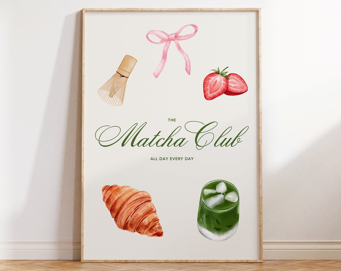 The Matcha Club, Cute Kitchen Wall Art Art Print - Image 4