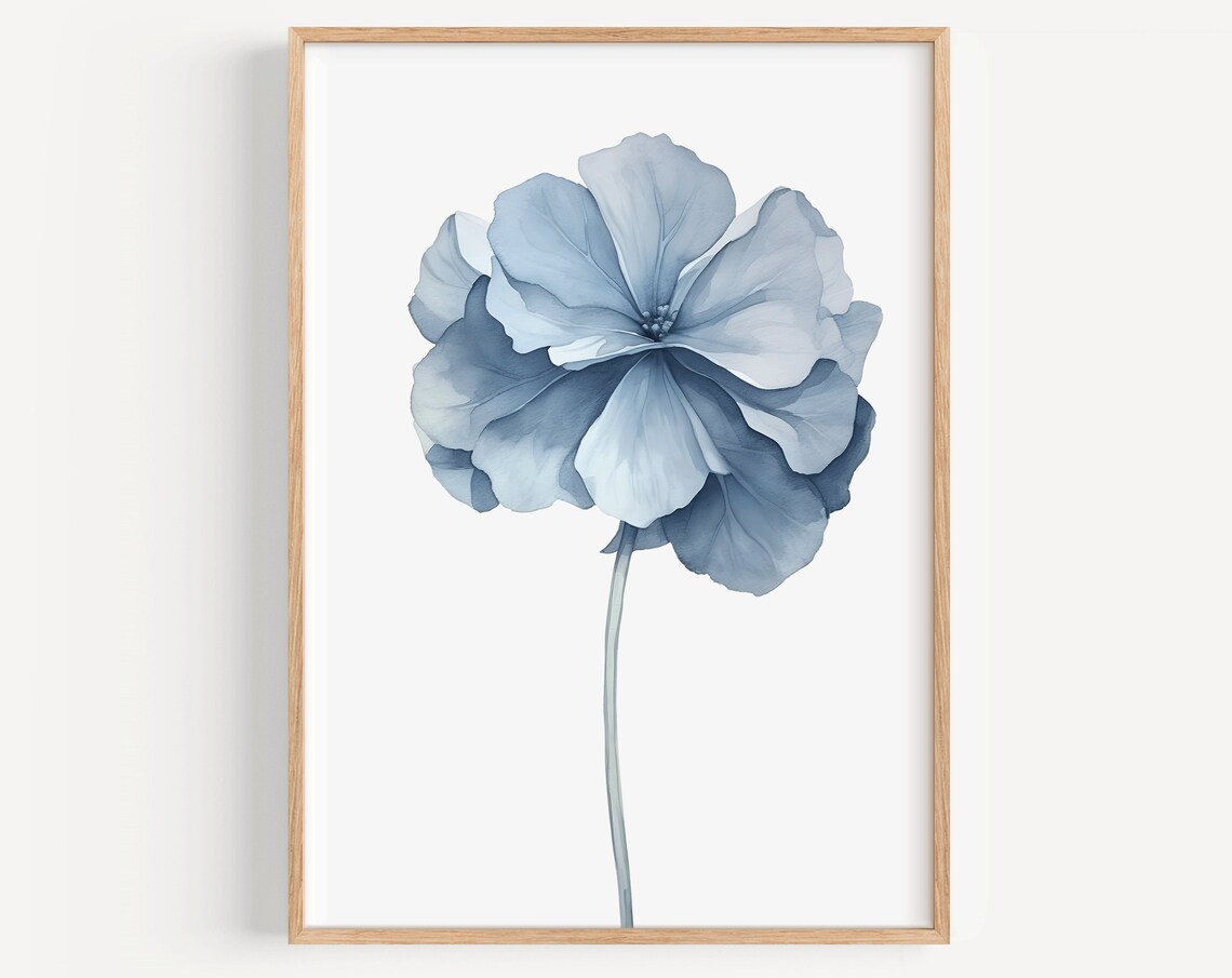 Watercolor Hydrangea Art Print, Modern Coastal