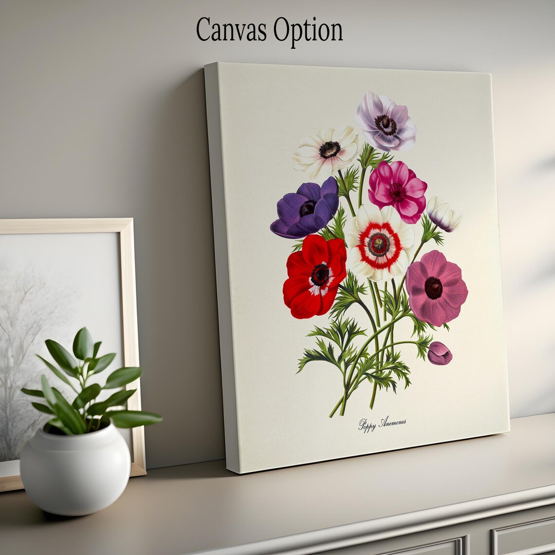 Poppy Anemones Botanical Art Print, Flower Decor - Image 2