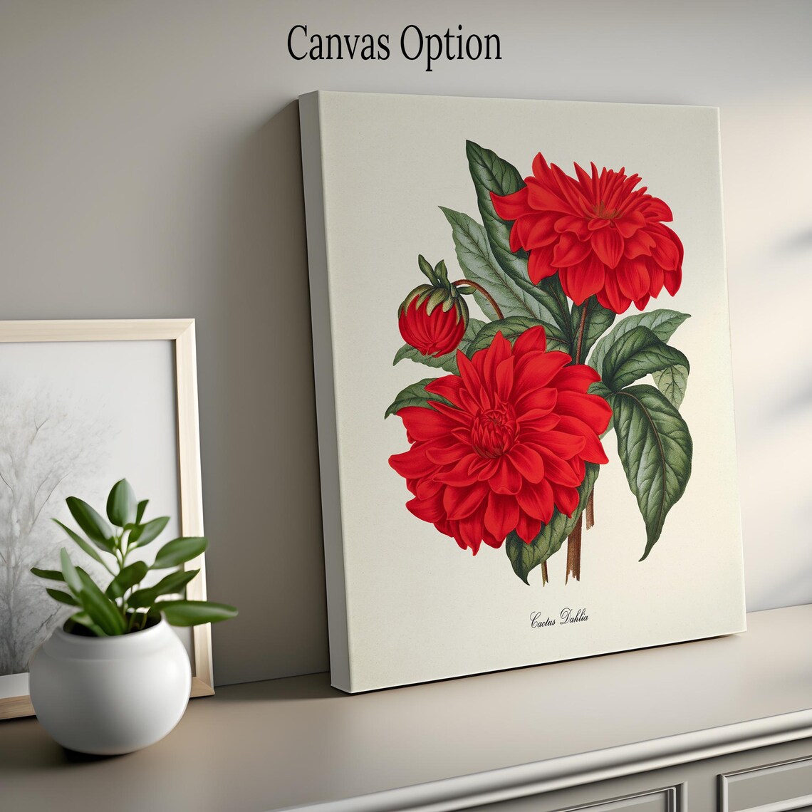 Cactus Dahlia Flower Art Print, Botanical Floral - Image 2