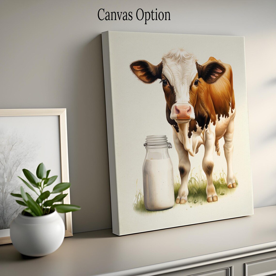 Dairy Cow and Milk Art Print, Farmhouse Decor - Image 2