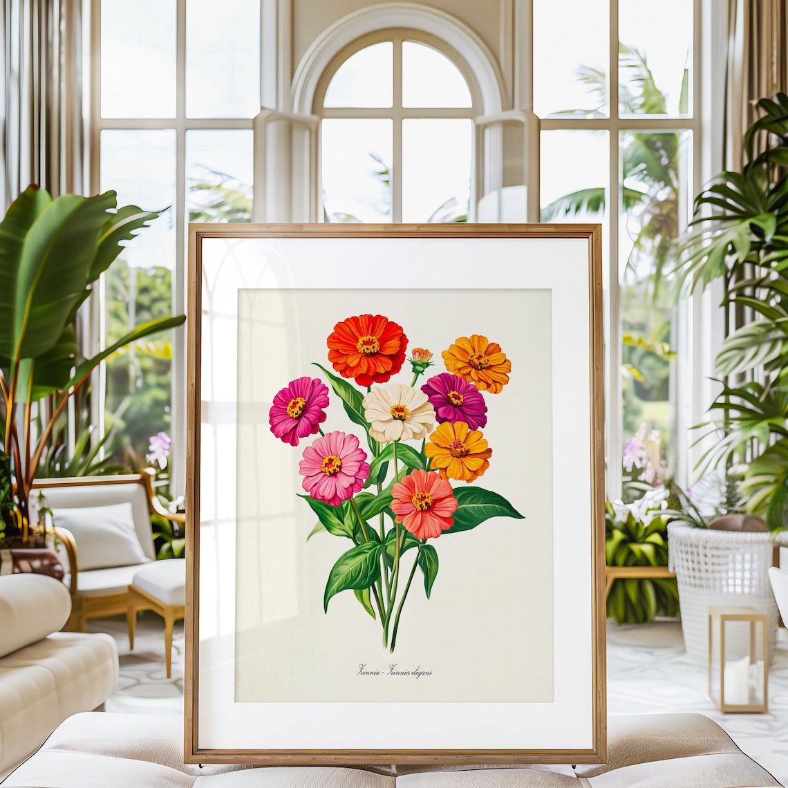 Zinnia Botanical Art Print, Flower Lover Gift - Image 3