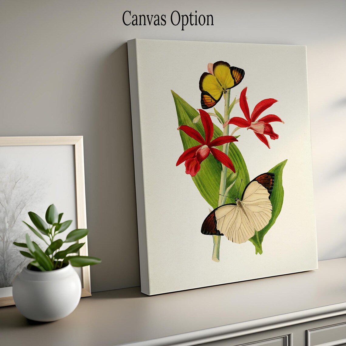 Chinese Butterflies Floral Art Print, Garden Motif - Image 2
