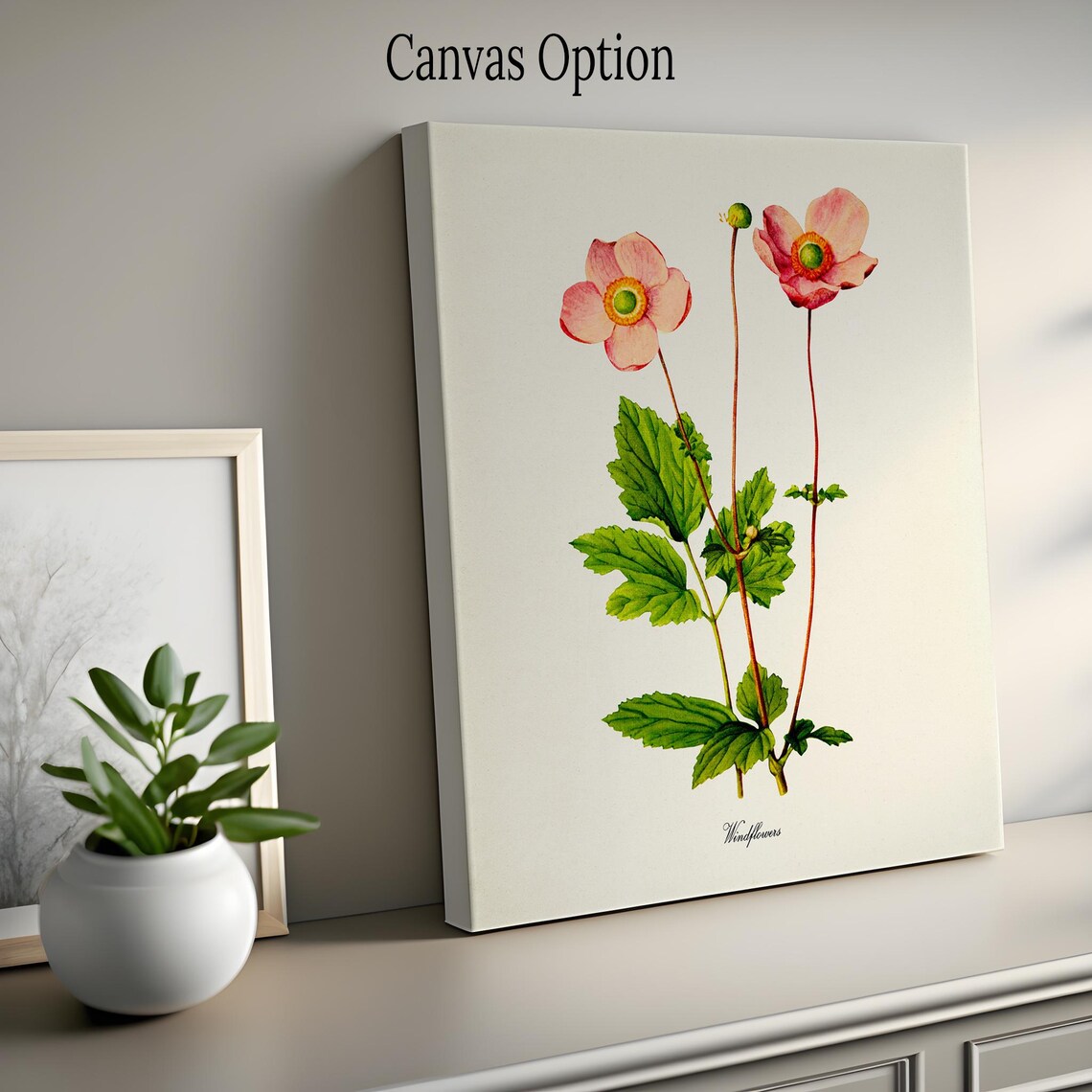 Windflowers Botanical Art Print, Pink Flower Wall Art - Image 2