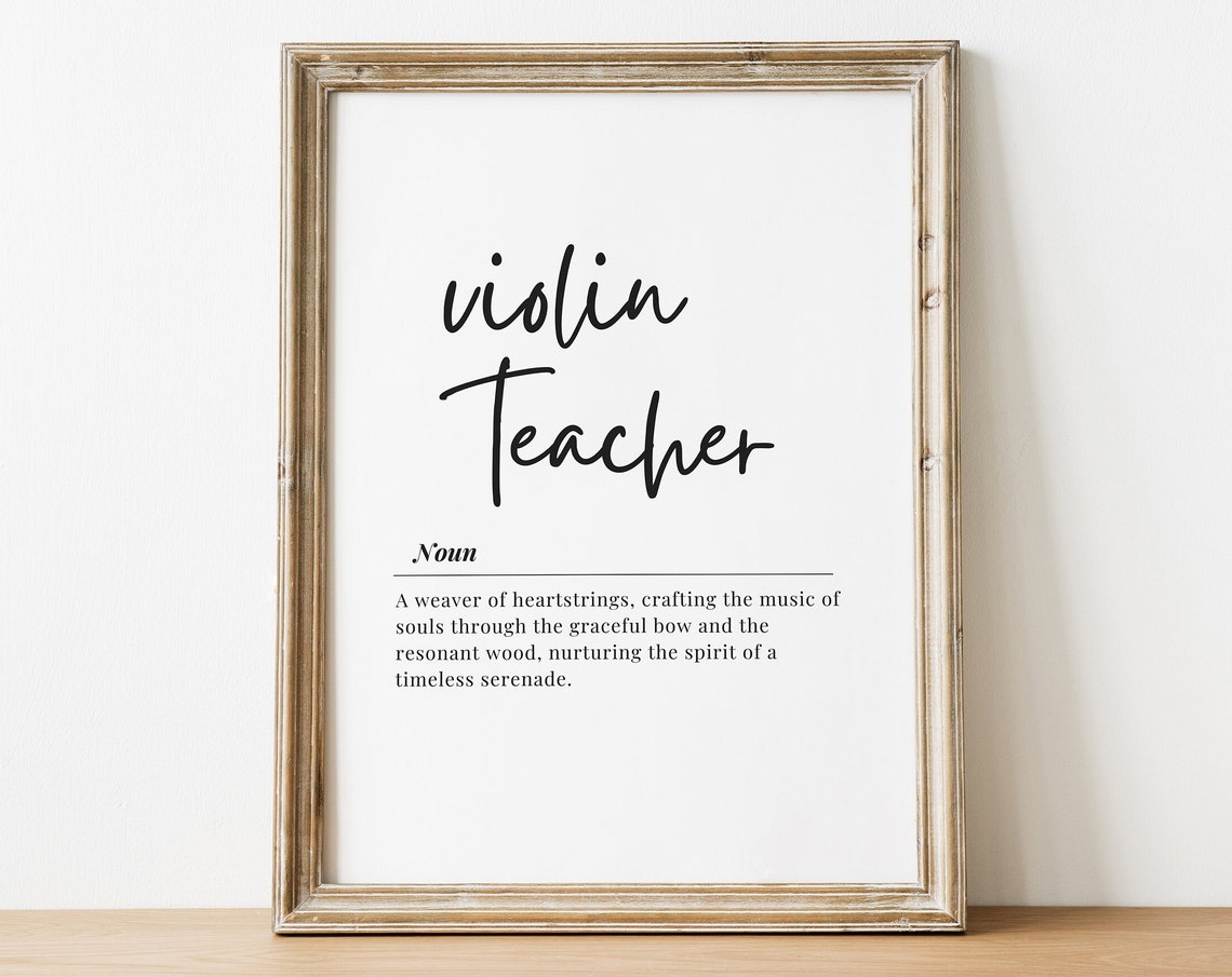 Violin Teacher Definition Print Music Appreciation Gift Wall Decor