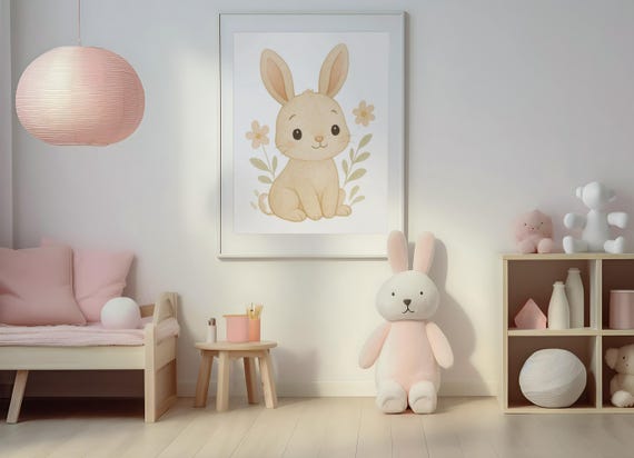 Bunny Nursery Art Print Gender Neutral Baby Room Decor