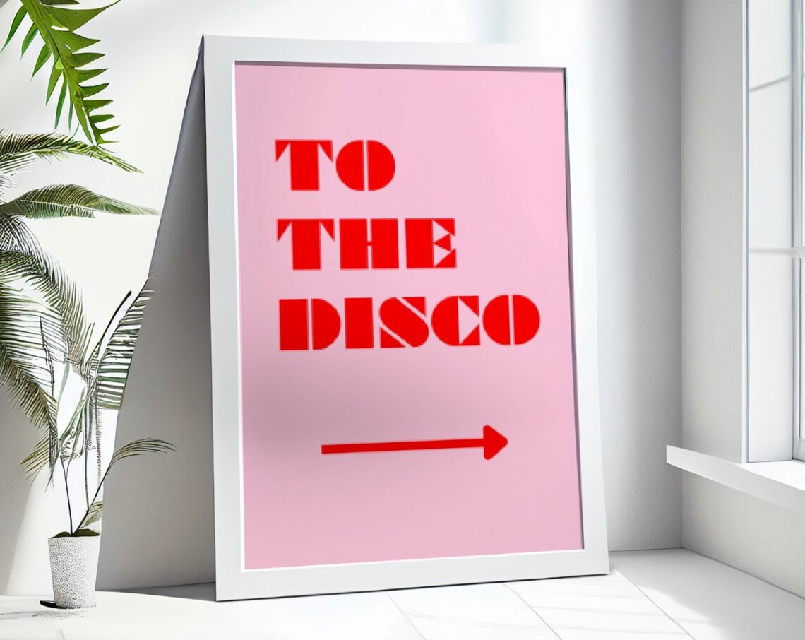 To The Disco Red Retro Typography Arrow Funky Pink Bar Poster - Image 3