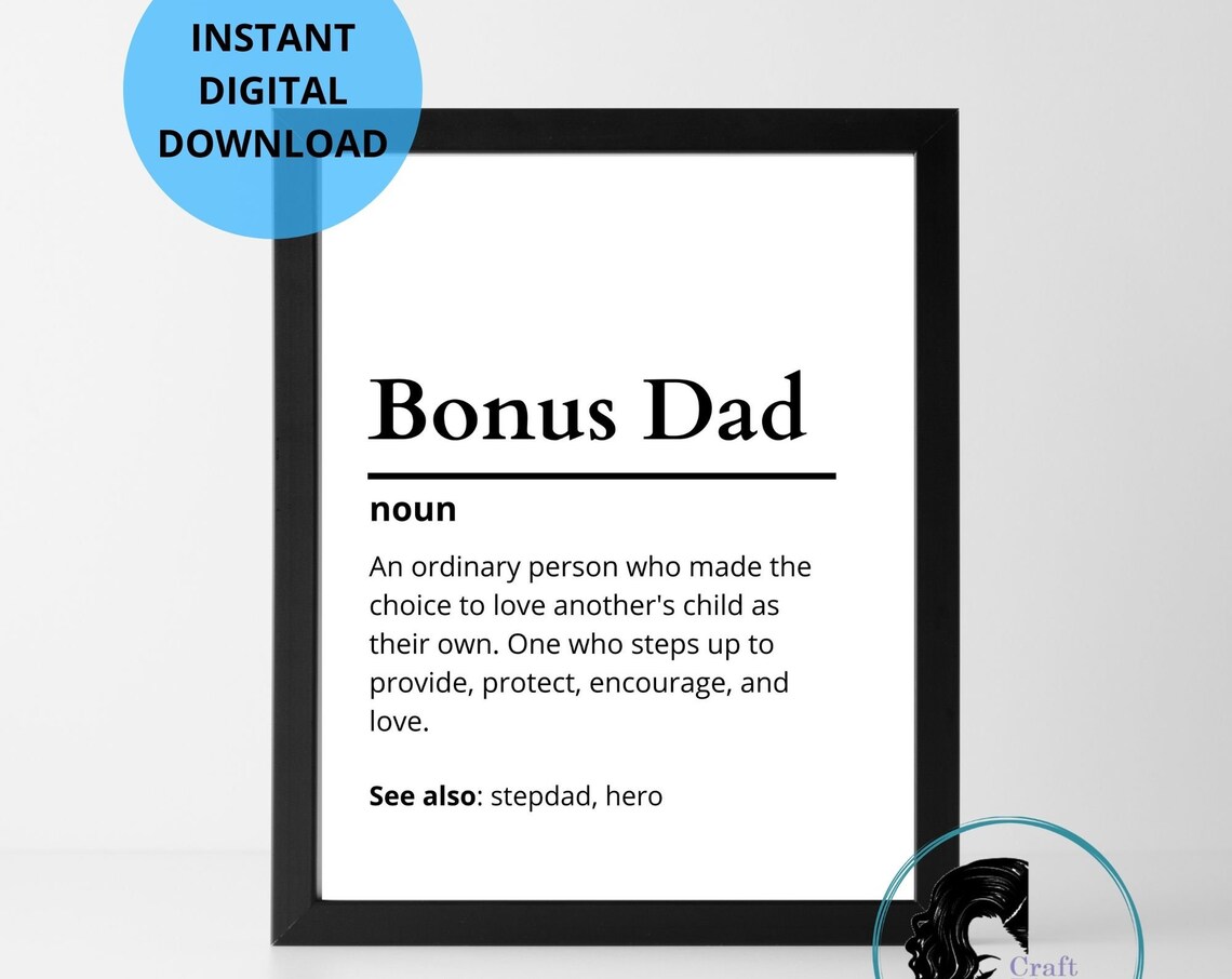 Bonus Dad Definition Wall Art Definition Print Fathers Day Poster Instant Dad Gift Printable Wall Art
