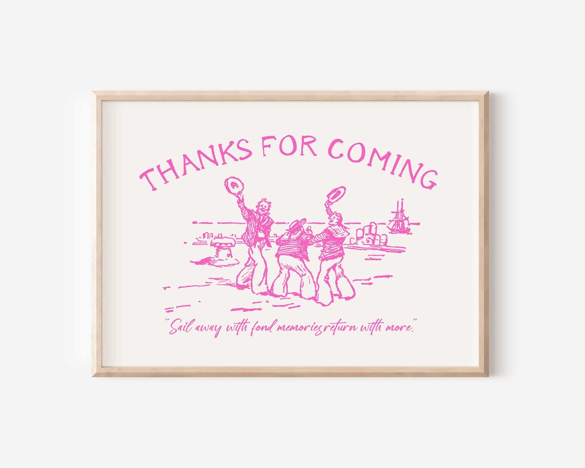 Thanks For Coming Pink Vintage Sailor Dance Farewell Art Poster - Image 2