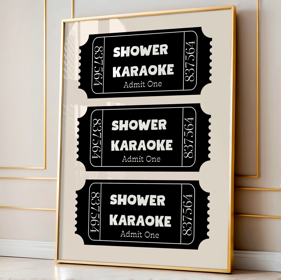 Shower Karaoke Retro Ticket Bathroom Poster