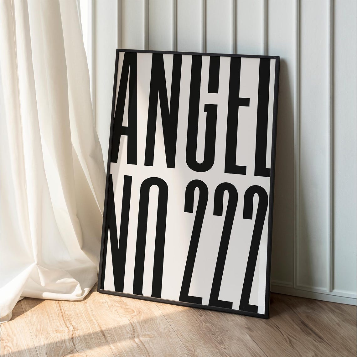 Angel Number 222 Bold Black Typography Spiritual Wall Poster