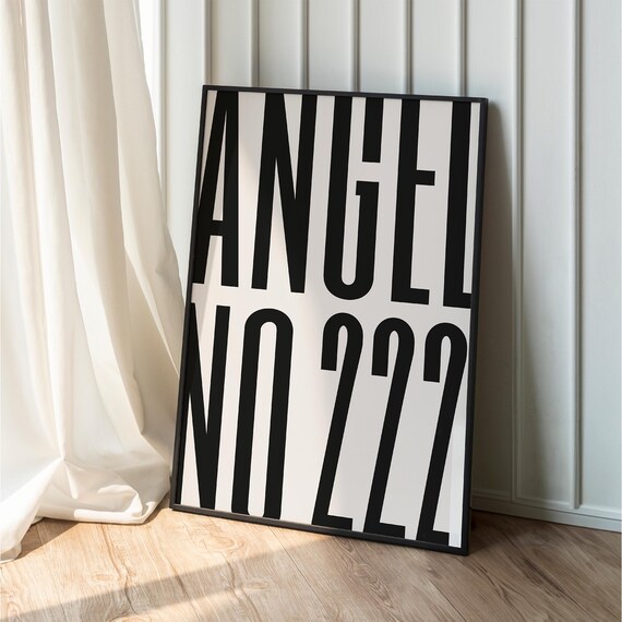 222 Angel Number Print Bold Minimalist Wall Art