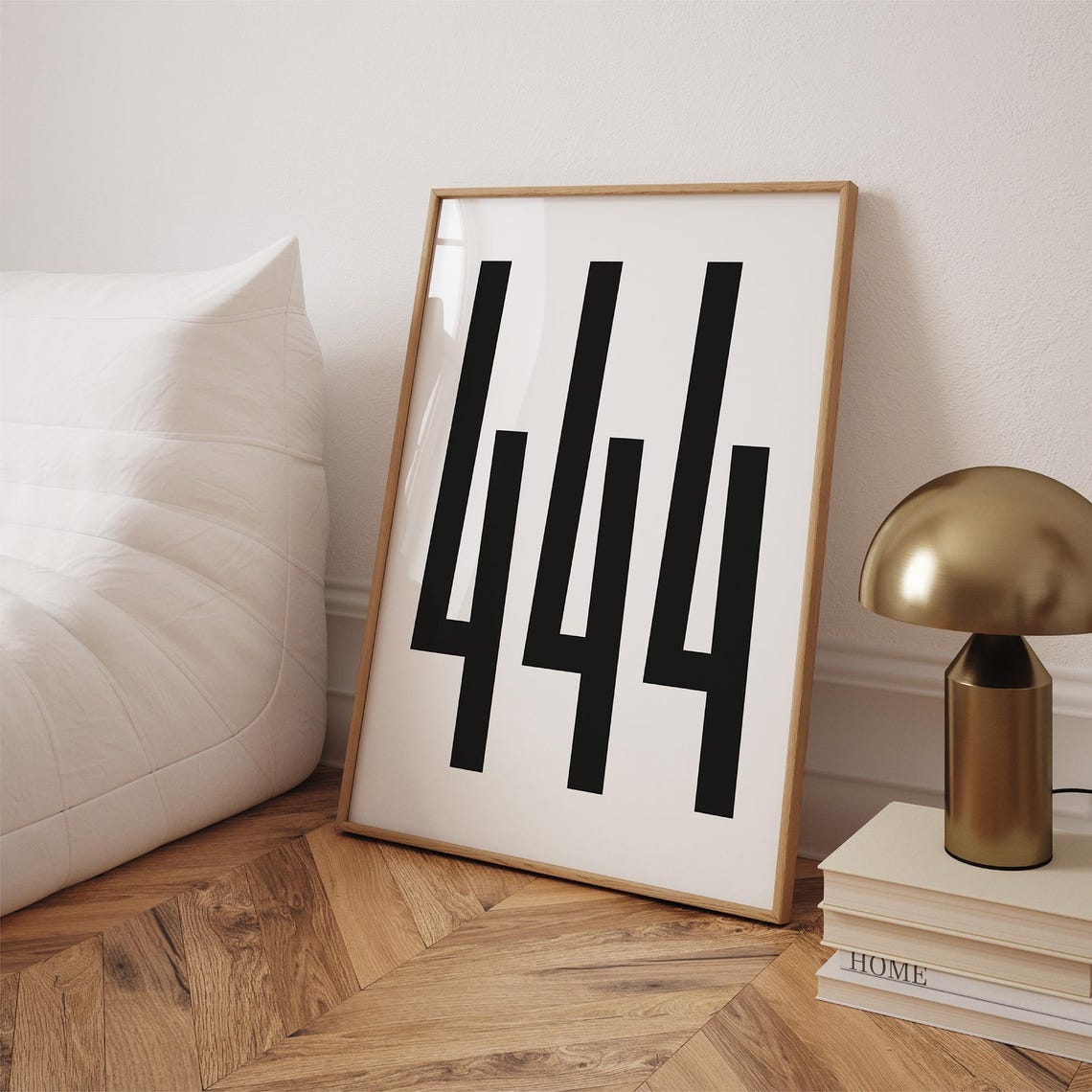 Angel Number 444 Bold Black Numerals Minimalist Decor Poster