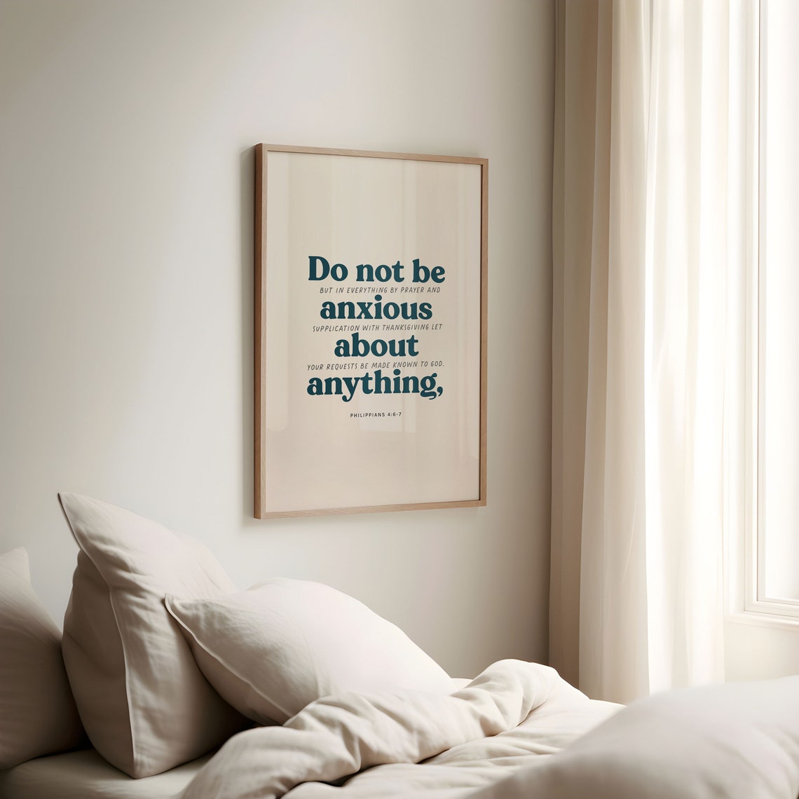 Philippians 4 6 7 Scripture Wall Art Be Anxious For Nothing Bible Verse Christian Print Dont Worry Thanksgiving Prayer God - Image 4