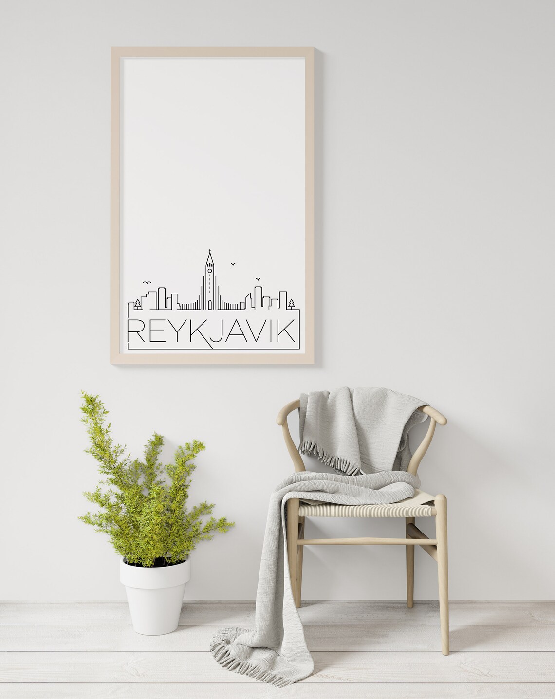 Reykjavik Skyline Travel Poster, Simple Home Decor - Image 3