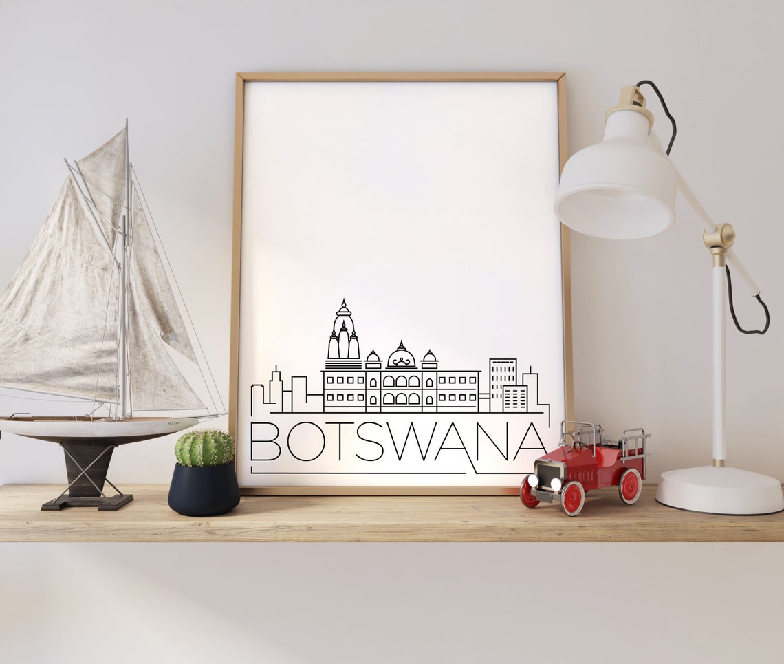 Botswana Africa Domed Building Minimalist Skyline Line Art Poster - Image 2