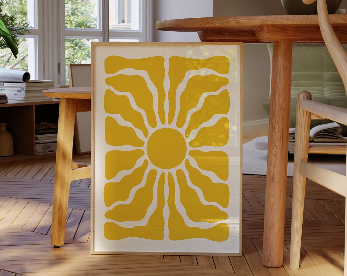Yellow Wavy Flower Poster, Boho Botanical Art Print - Image 3