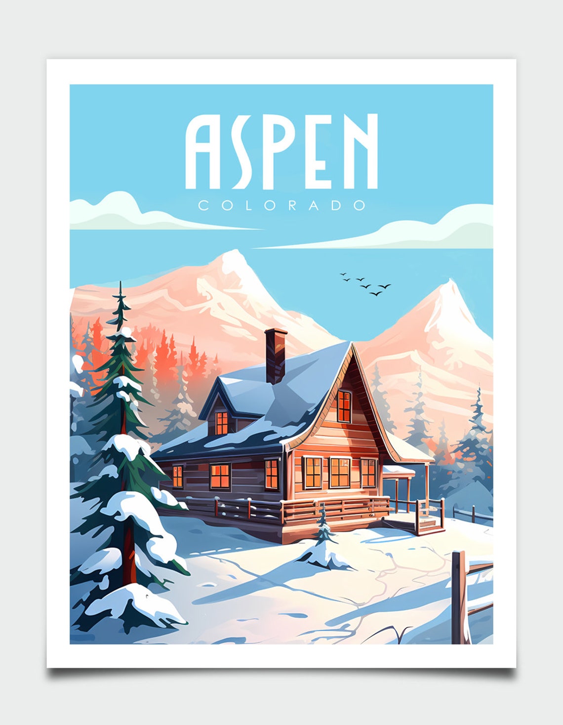 Aspen Travel Print Aspen Poster Colorado Poster Ski Resort Poster Aspen Colorado Travel Poster Us Poster Ski Poster - Image 4