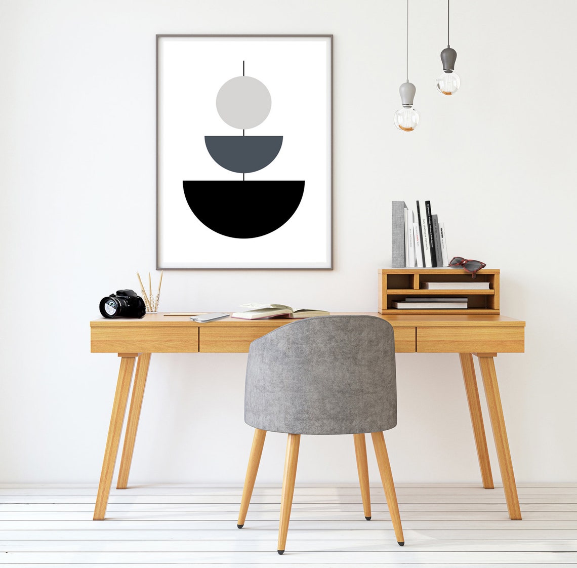 Geometric Mid Century Modern Abstract Shapes Boho Poster Art - Image 2