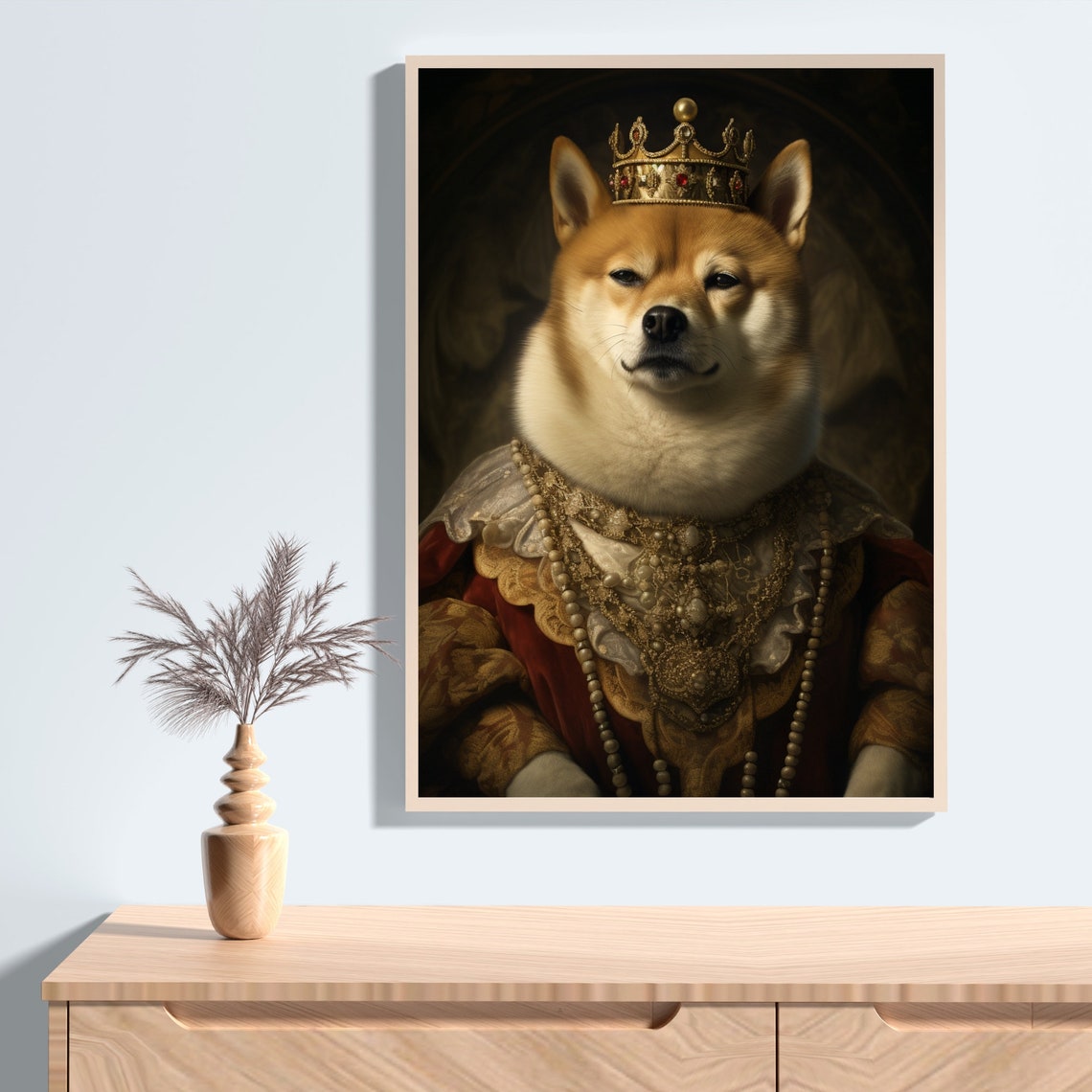 Aristocratic Shiba Inu Dog Portrait Print Funny Animal Print Quirky Animal Wall Art Renaissance Painting Funny Dog Wall Art Wall Decor - Image 2