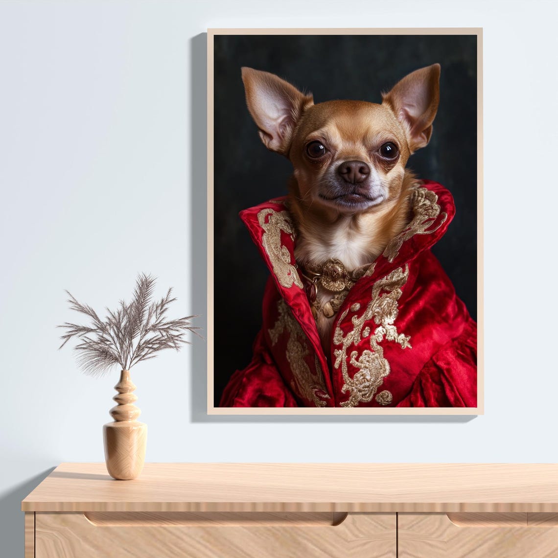 Aristocratic Chihuahua Wearing a Regal Red Embroidered Robe Poster - Image 2