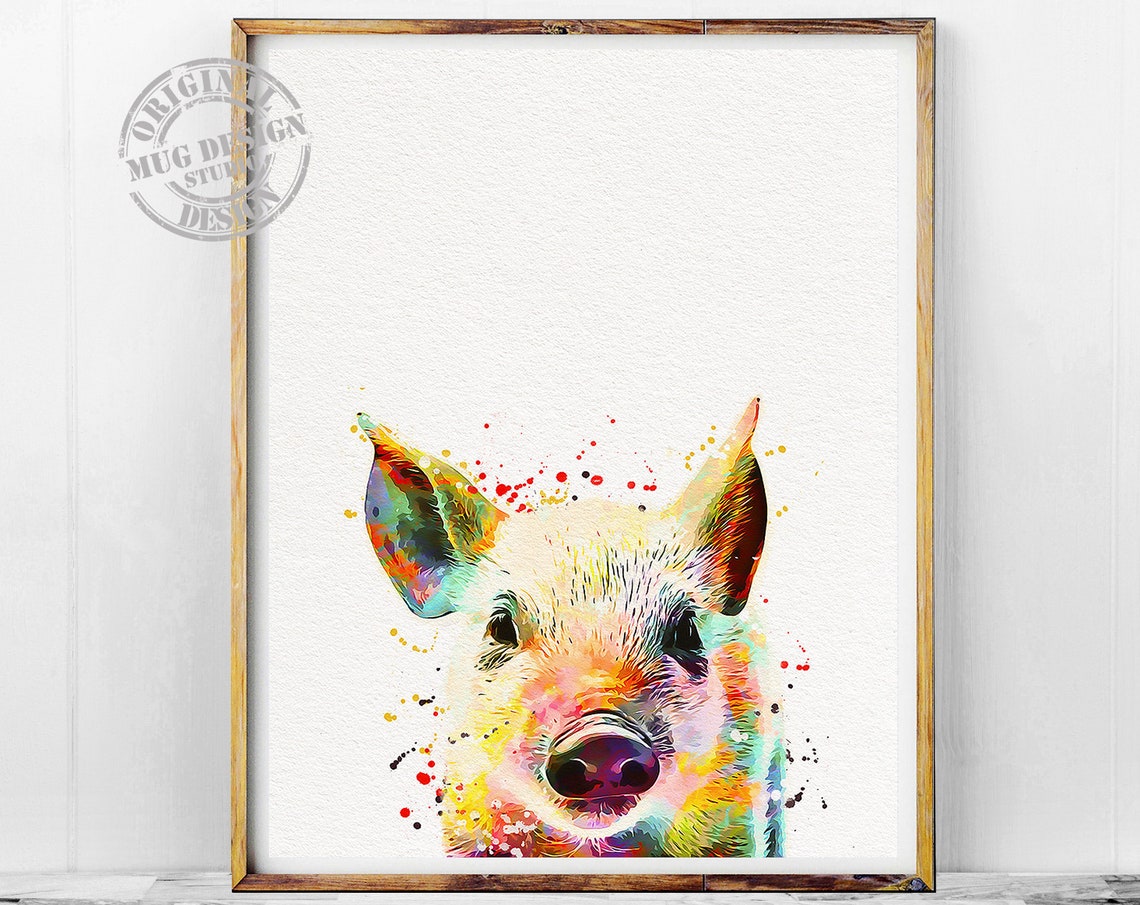 Pig Watercolor Art Print, Pig Nursery Decor - Image 4