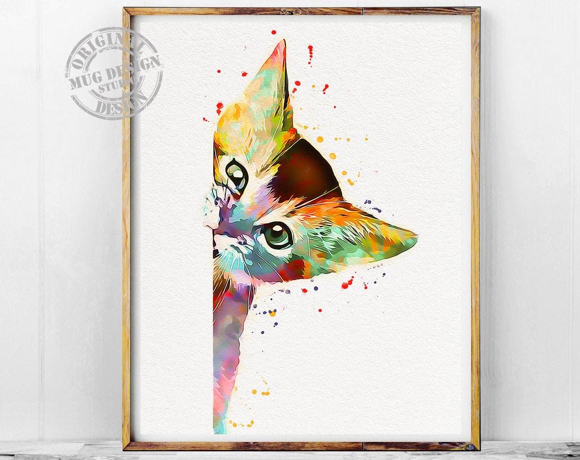 Cat Watercolor Print, Cat Nursery Decor - Image 4