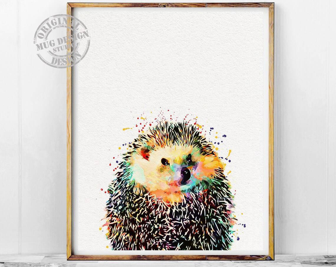 Hedgehog Watercolor Painting, Forest Animals Art - Image 4