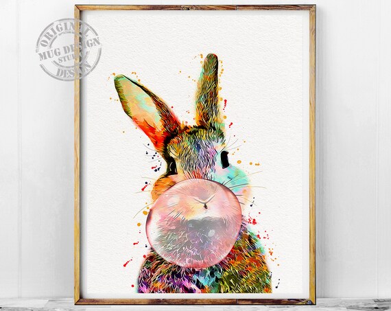 Happy Rabbit And Bubblegum Pop, Rabbit Illustration