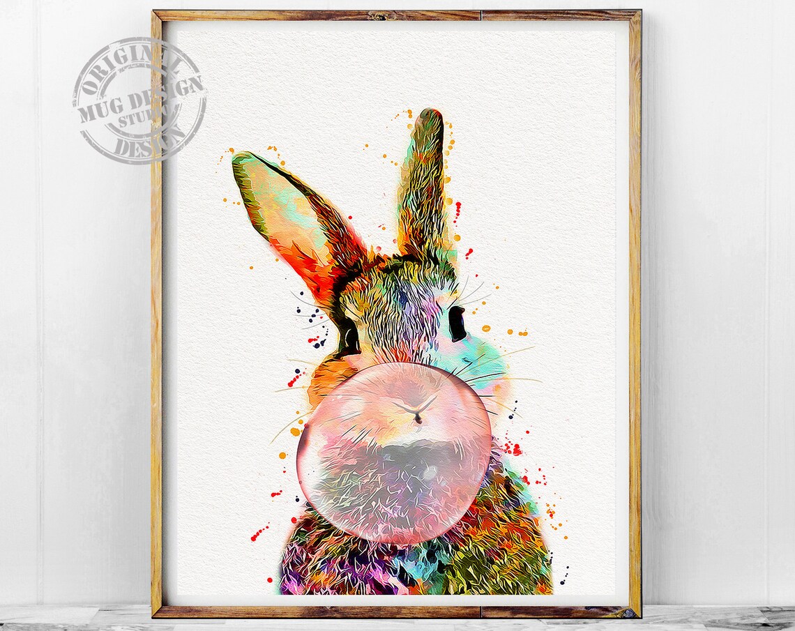 Happy Rabbit And Bubblegum Pop, Rabbit Illustration